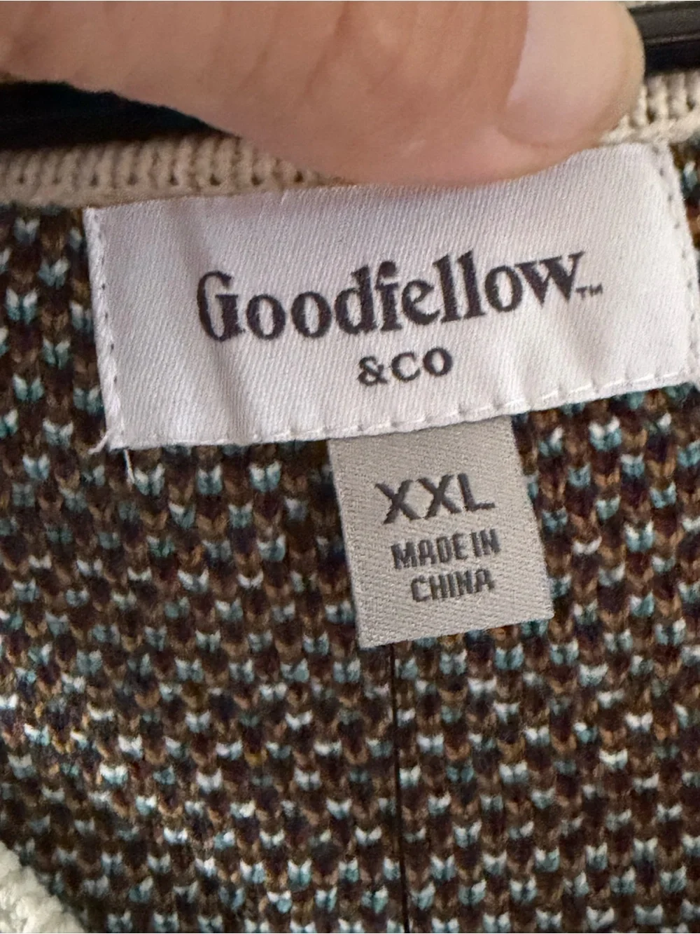 Goodfellow & Co Striped Fair Isle Sweater Vest in Cream, Teal & Brown